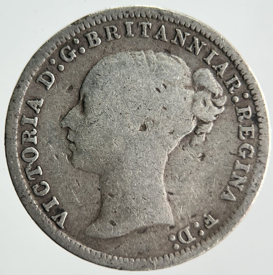 1877 Young Head Victoria Threepence Silver Coin | Collectable Grade | a4057
