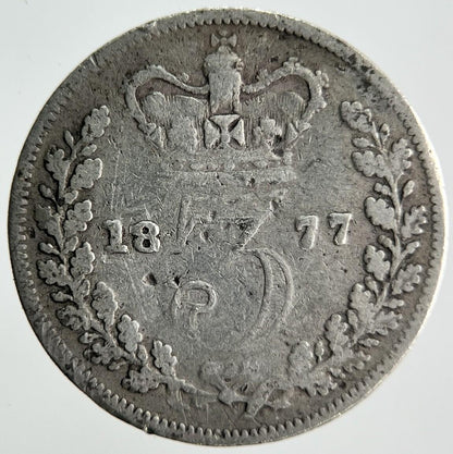 1877 Young Head Victoria Threepence Silver Coin | Collectable Grade | a4057