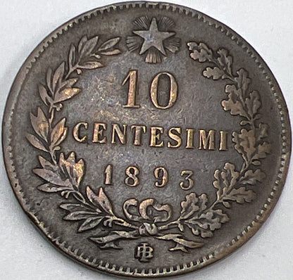 1893 10 Centesimi Italy Coin | Fair Grade