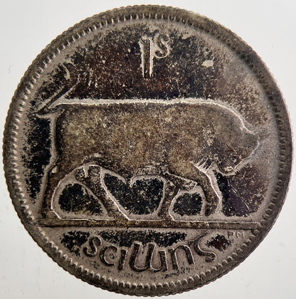 1928 Irish Shilling 1s Bull Silver Coin | Collectable Grade | a7366