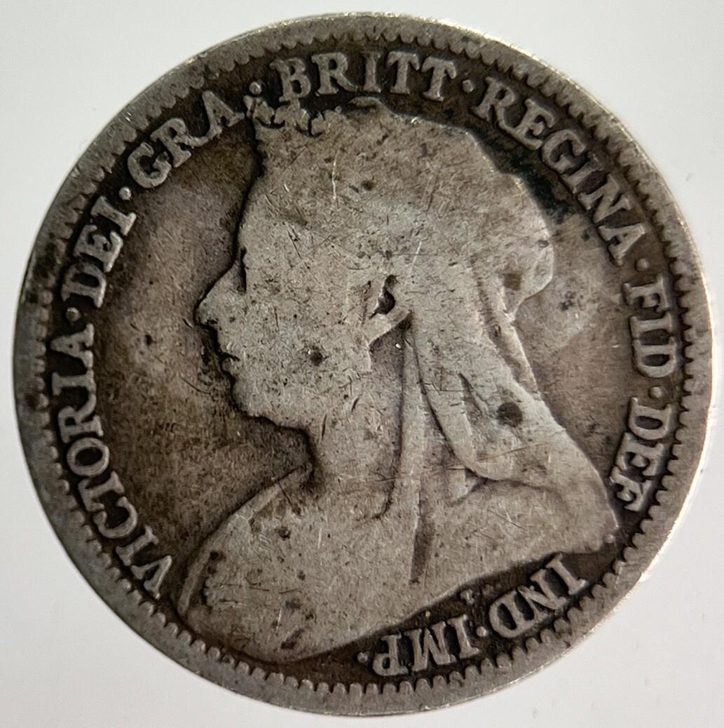 1895 Veiled Head Victoria Threepence Silver Coin | Collectable Grade | a4006