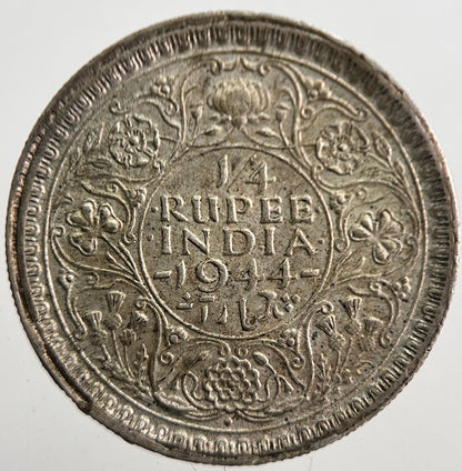 1944 India 1/4 Quarter Rupee Silver Coin | Very High Grade | a7670