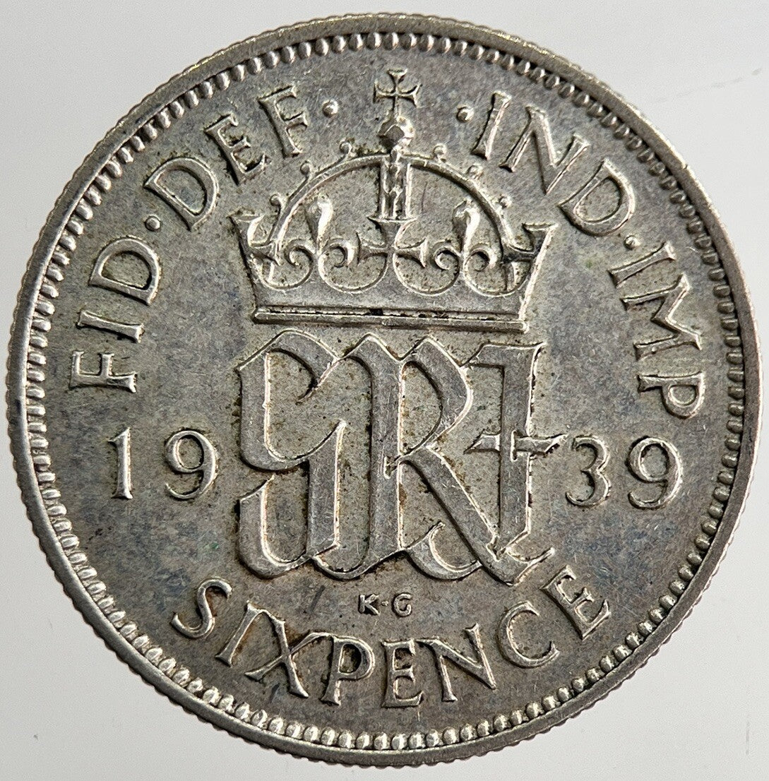 1939 George VI British Sixpence Silver Coin | Very Fine Grade | a8334