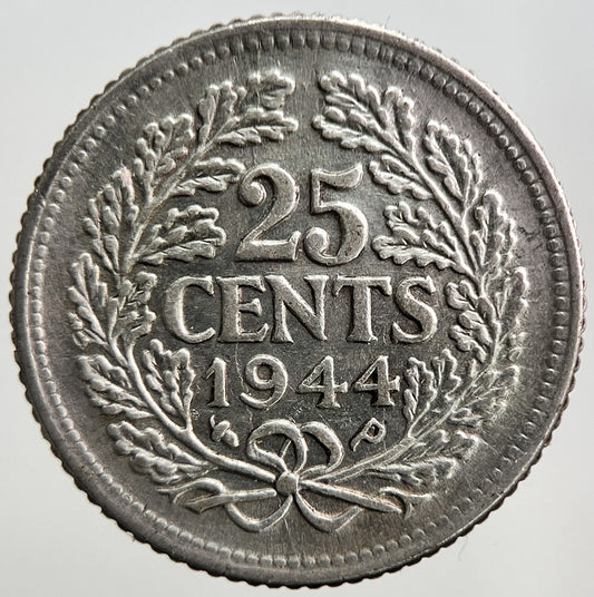 1944 Netherlands 25 Cents Silver Coin | Fine Collectable Grade | a2790