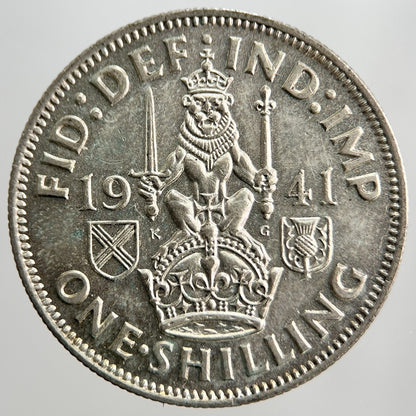 1941 George VI Scottish Shilling Silver Coin | Very High Grade | a2492