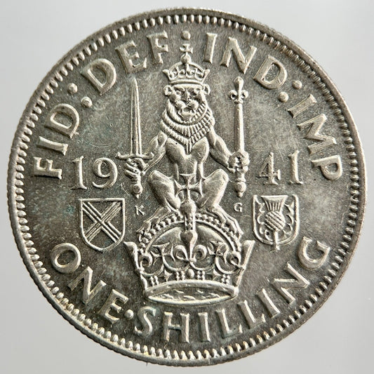 1941 George VI Scottish Shilling Silver Coin | Very High Grade | a2492