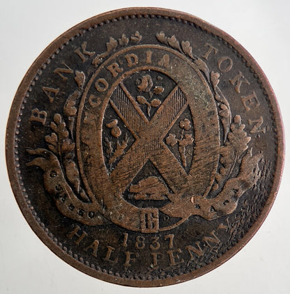 1837 Province Du Bas Canada Bank Half-Penny Token | Collectable Grade | a9478