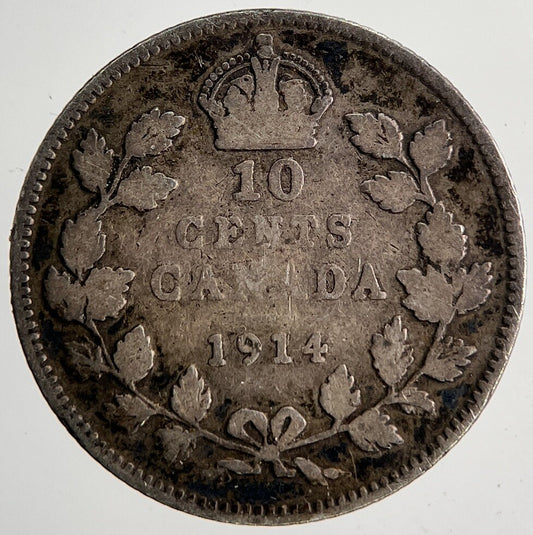 1914 Canada 10 Cents Silver Coin | Collectable Grade | a6380