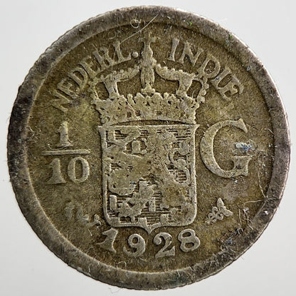 1928 Netherlands 1/10 Gulden Silver Coin | Collectable Grade