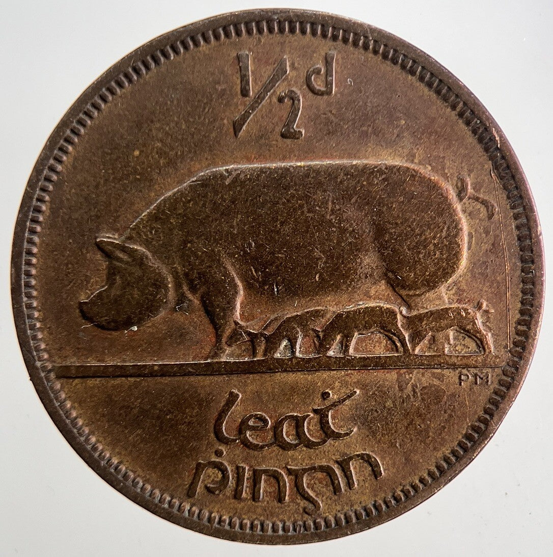 1928 Irish Half-Penny 1/2d Pig Coin | Fine Collectable Grade | a9868