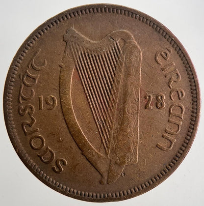 1928 Irish Half-Penny 1/2d Pig Coin | Fine Collectable Grade | a9868