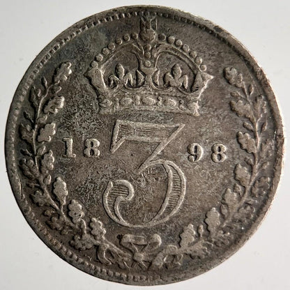 1898 Veiled Head Victoria Threepence Silver Coin | Collectable Grade | a4028