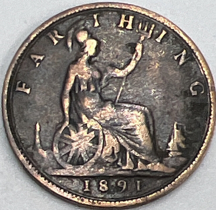 1891 Farthing | British Copper Coin | Queen Victoria | Collectable Grade | a464