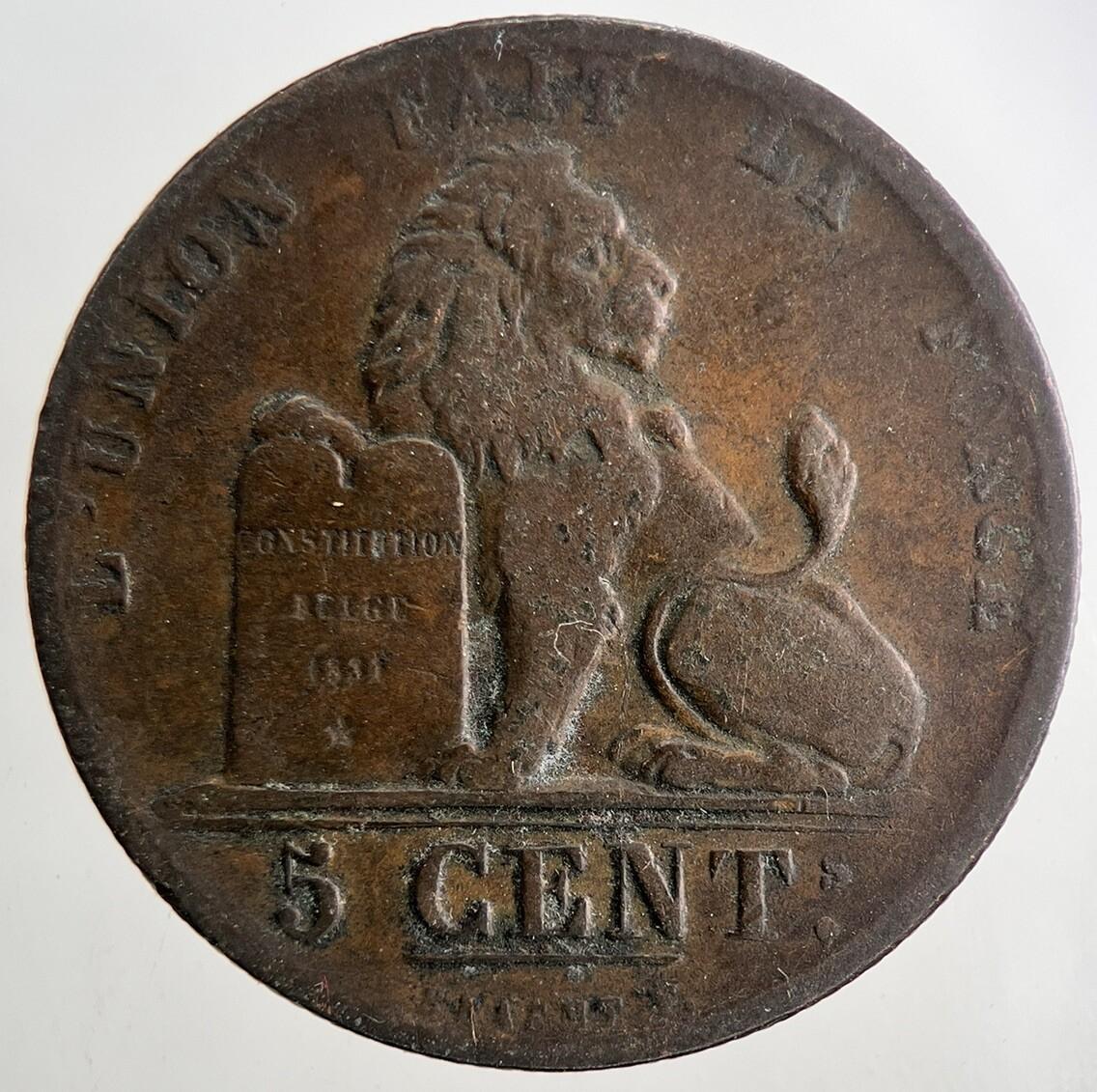 1849 Belgium 5 Cents Coin | Fine Collectable Grade | a9471