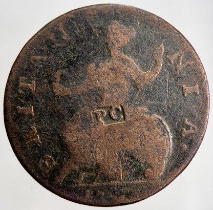 1736 George II 2nd Half-Penny Coin | Worn Grade | a1788