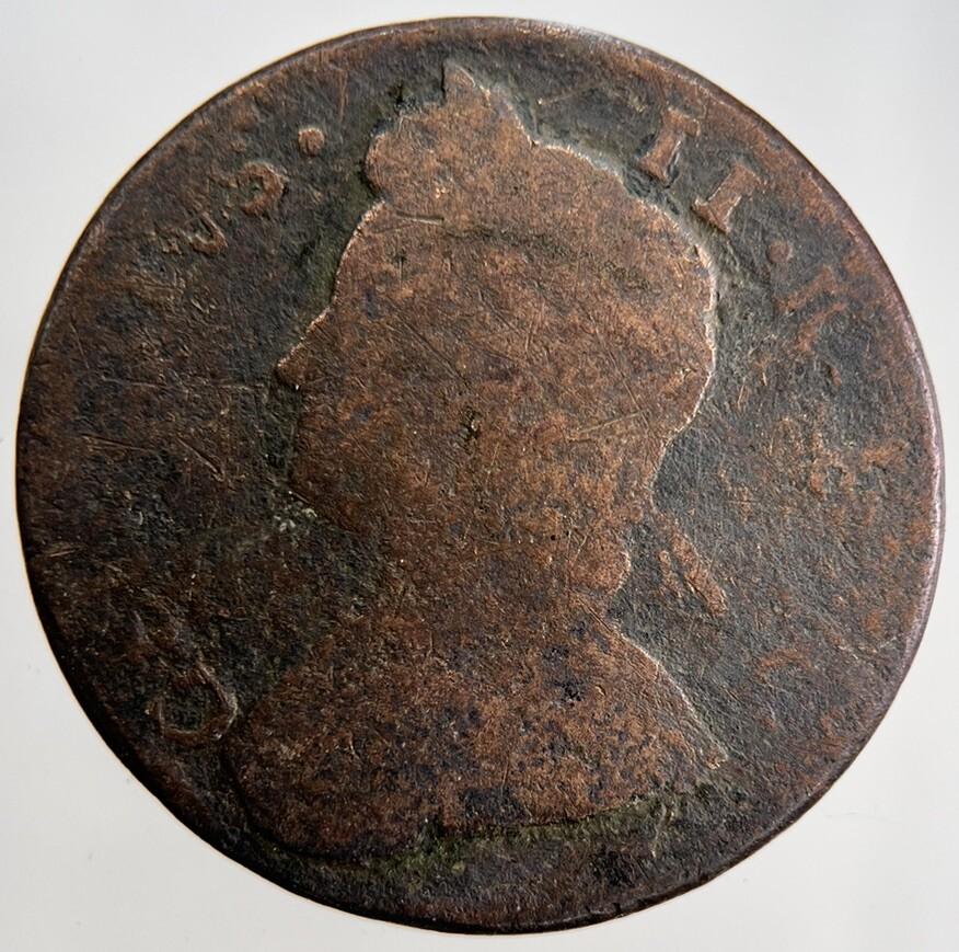 1736 George II 2nd Half-Penny Coin | Worn Grade | a1788