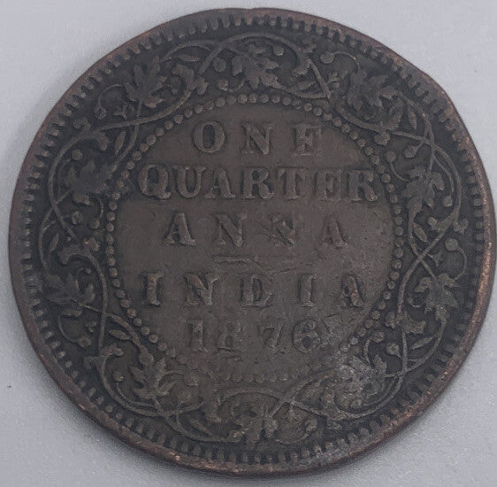 1876 One Quarter Anna India | Indian Copper Coin | Fair Grade | a430