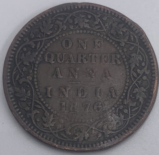 1876 One Quarter Anna India | Indian Copper Coin | Fair Grade | a430