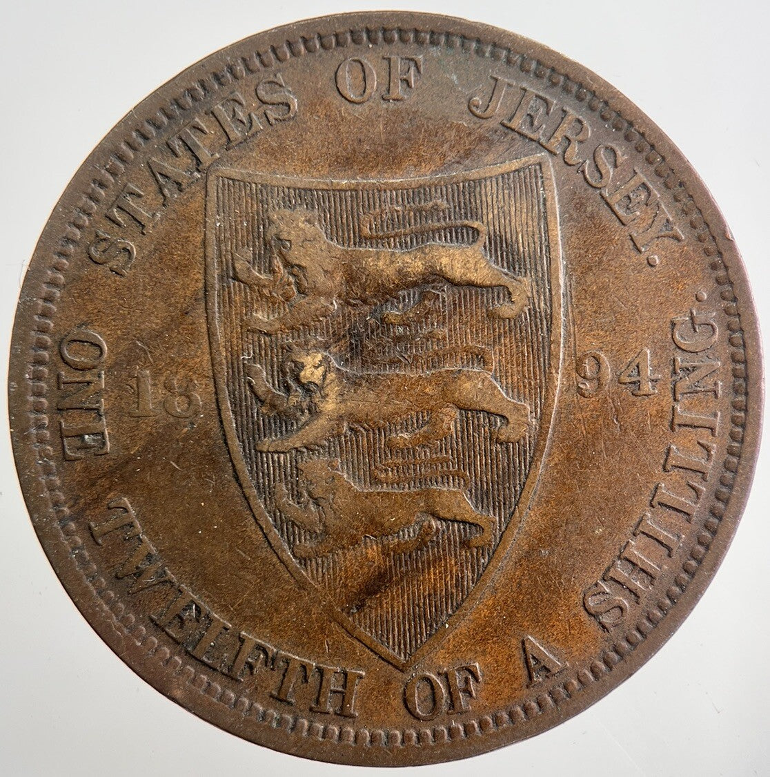 1894 Jersey 1/12th One-Twelfth-Of-A-Shilling Coin | Collectable Grade | a7477
