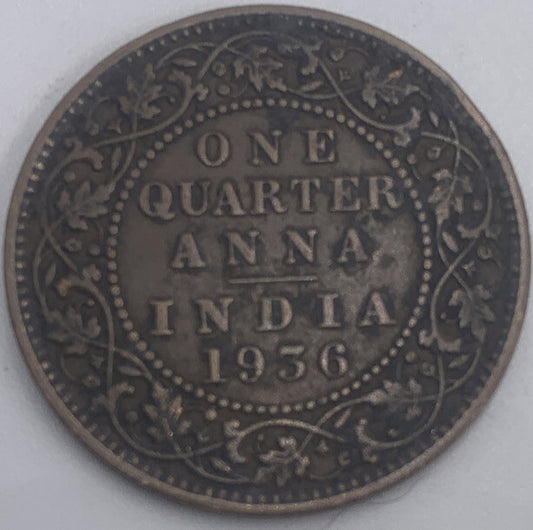 1936 One Quarter Anna India | Indian Copper Coin | Fair Grade | a432