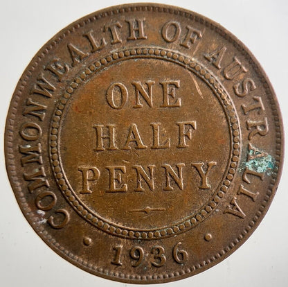 1936 Australia One Half Penny Coin | Very High Grade | a7740