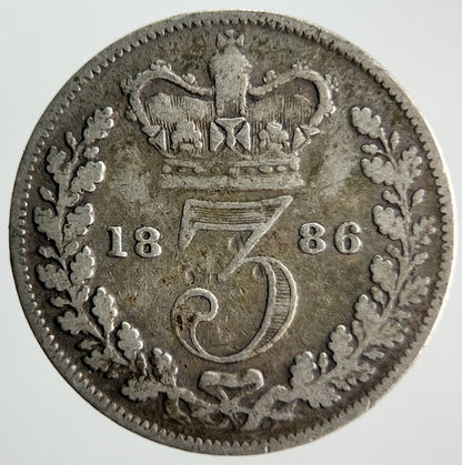 1886 Young Head Victoria Threepence Silver Coin | Collectable Grade | a4051