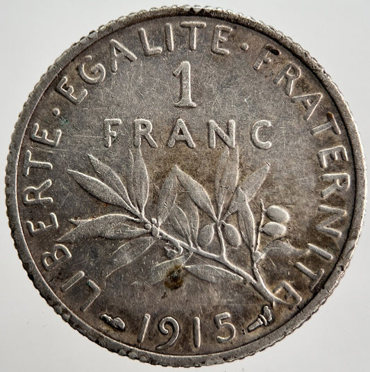 1915 France 1 One Franc Silver Coin | Collectable Grade