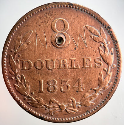 1834 Guernsey 8 Doubles Coin | Collectable Grade | a3216
