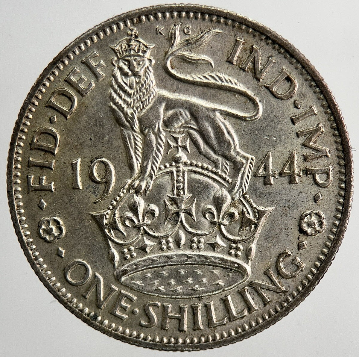 1944 George VI British Shilling Silver Coin | Very Fine Grade | a6412