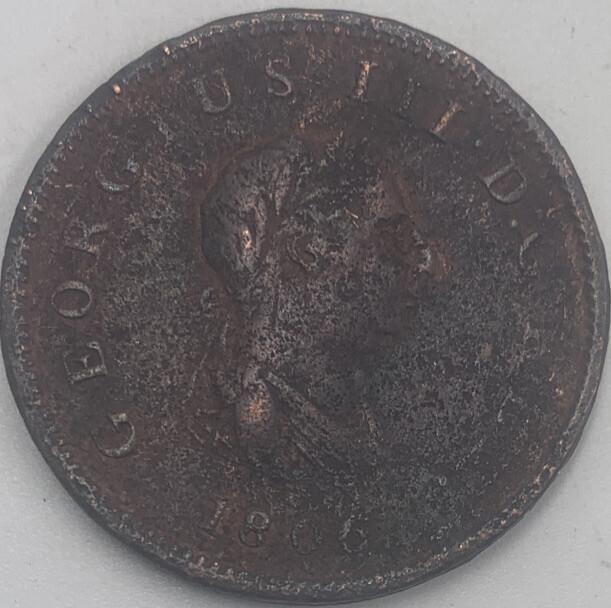 1806 Britannia Half Penny | British Copper Coin | George III | Fair Grade | a499
