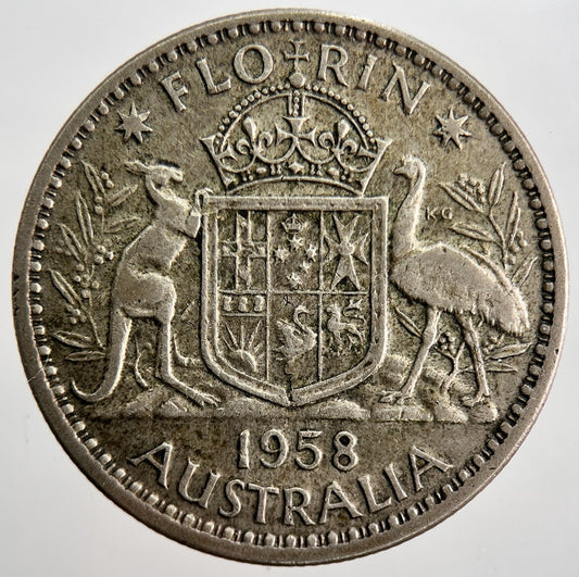 1958 Australia Florin Silver Coin | Fine Collectable Grade | a2533