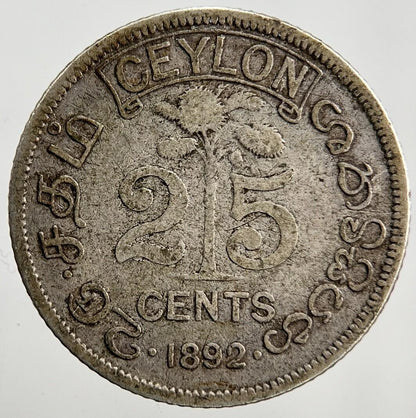 1892 Ceylon 25 Cents Silver Coin | Collectable Grade