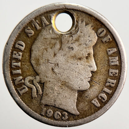 1903 US USA Barber One Dime | American Silver Coin | Collectable Grade | a3598