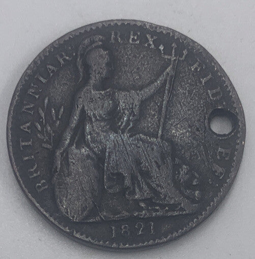 1821 Britannia Farthing | British Copper Coin | George III | Fair Grade | a496