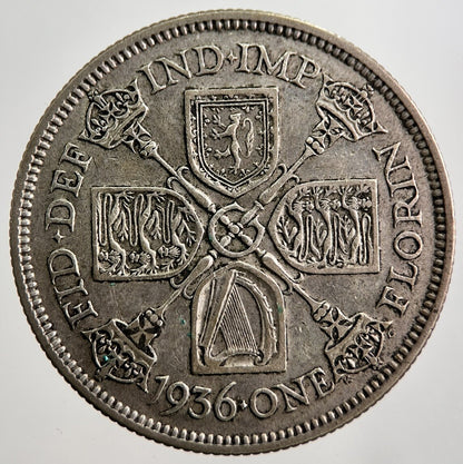 1936 George V Florin British Silver Coin | Fine Collectable Grade | a8062