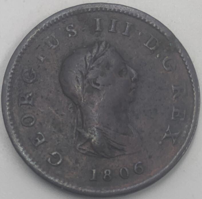 1806 Britannia Half Penny | British Copper Coin | George III | Fair Grade | a500