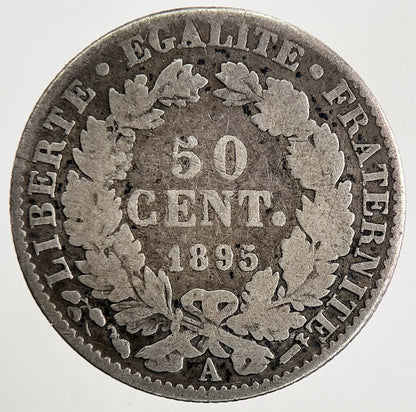 1895 France 50 Centimes Cents Silver Coin | Fine Collectable Grade | a9480