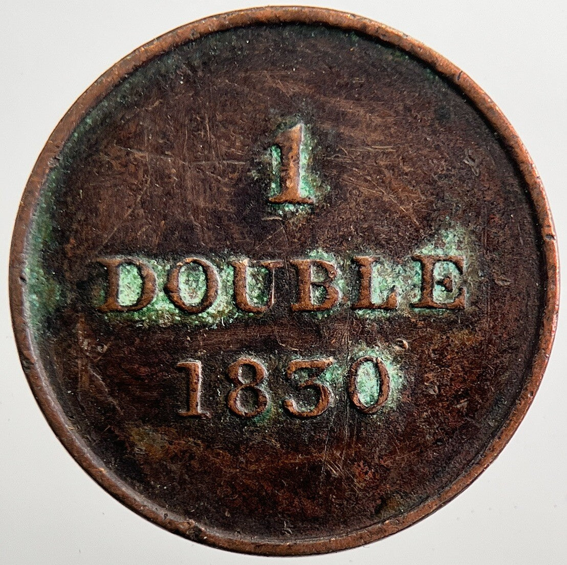 1830 Guernsey 1 One Double Coin | Fine Collectable Grade | a7486