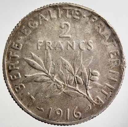 1916 France 2 Two Francs Silver Coin | Collectable Grade | a7394