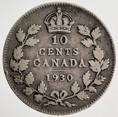1930 Canada 10 Cents Silver Coin | Collectable Grade | a6381