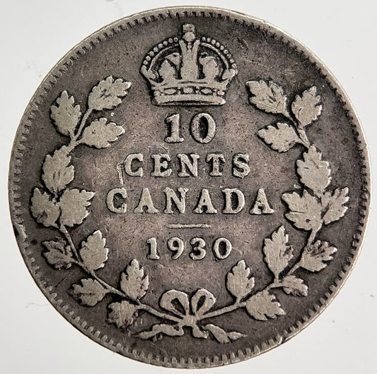 1930 Canada 10 Cents Silver Coin | Collectable Grade | a6381
