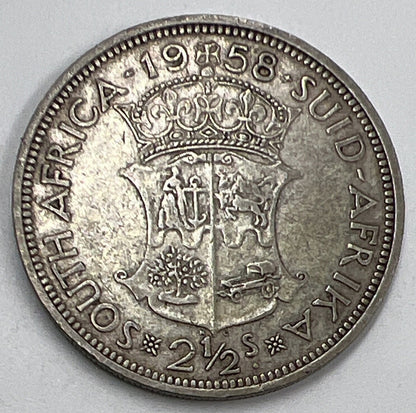 1958 2 1/2 Shillings | South Africa Silver Coin | Fair Grade | a563