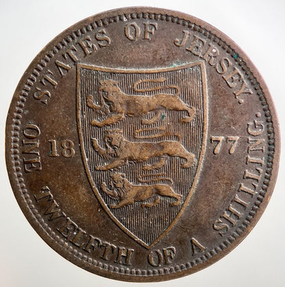 1877 Victoria Jersey 1/12 Shilling Coin | Collectable Grade | a2741