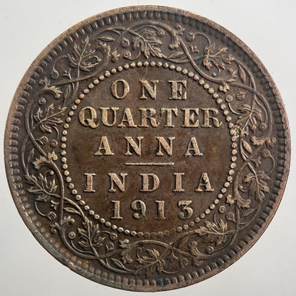 1913 India 1/4 Quarter Anna Coin | Very High Grade | a8096