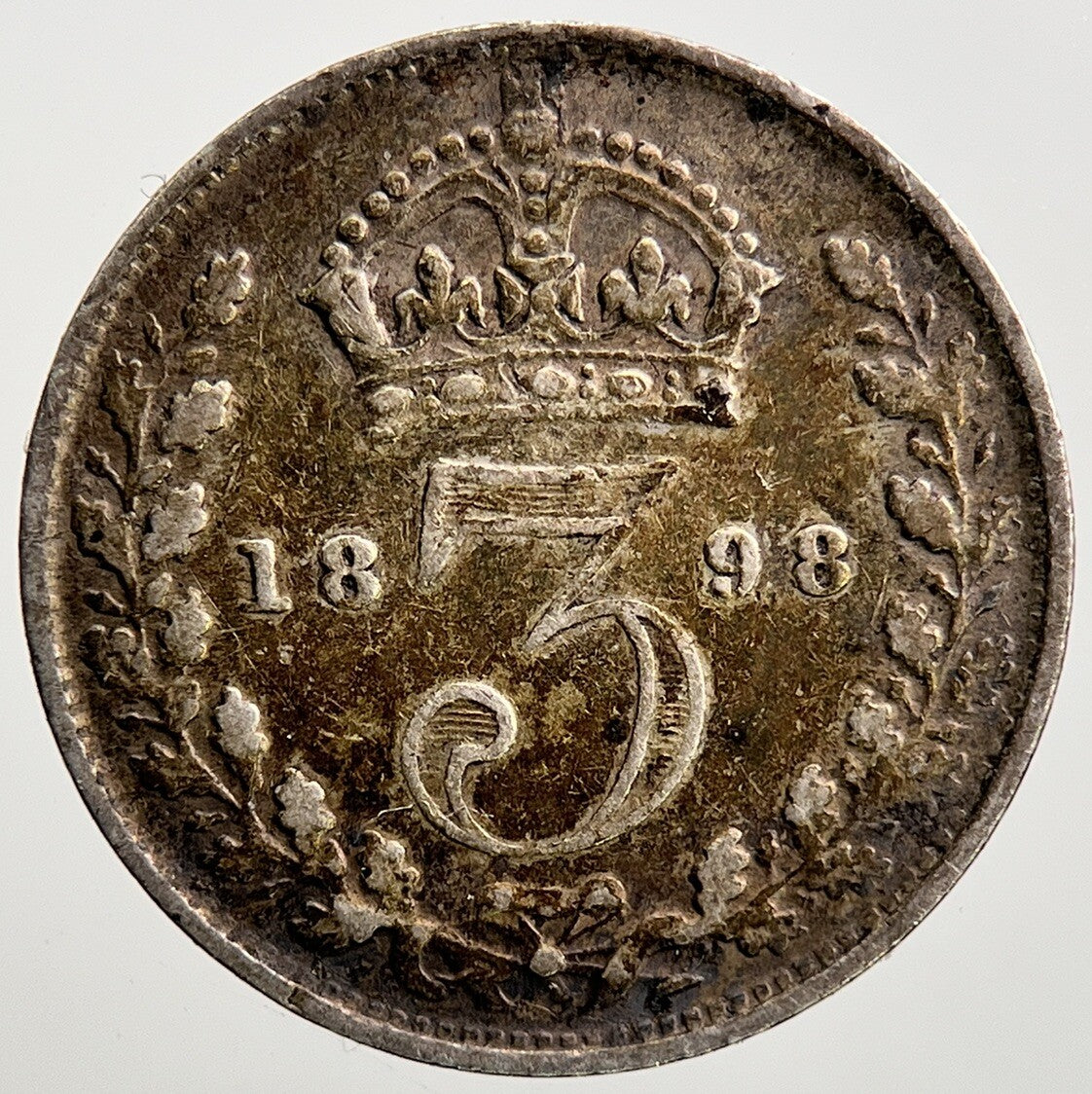 1898 Veiled Head Victoria Threepence Silver Coin | Fine Collectable Grade a2314