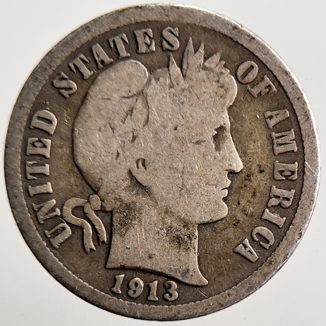 1913 US USA Barber One Dime | American Silver Coin | Collectable Grade | a3597