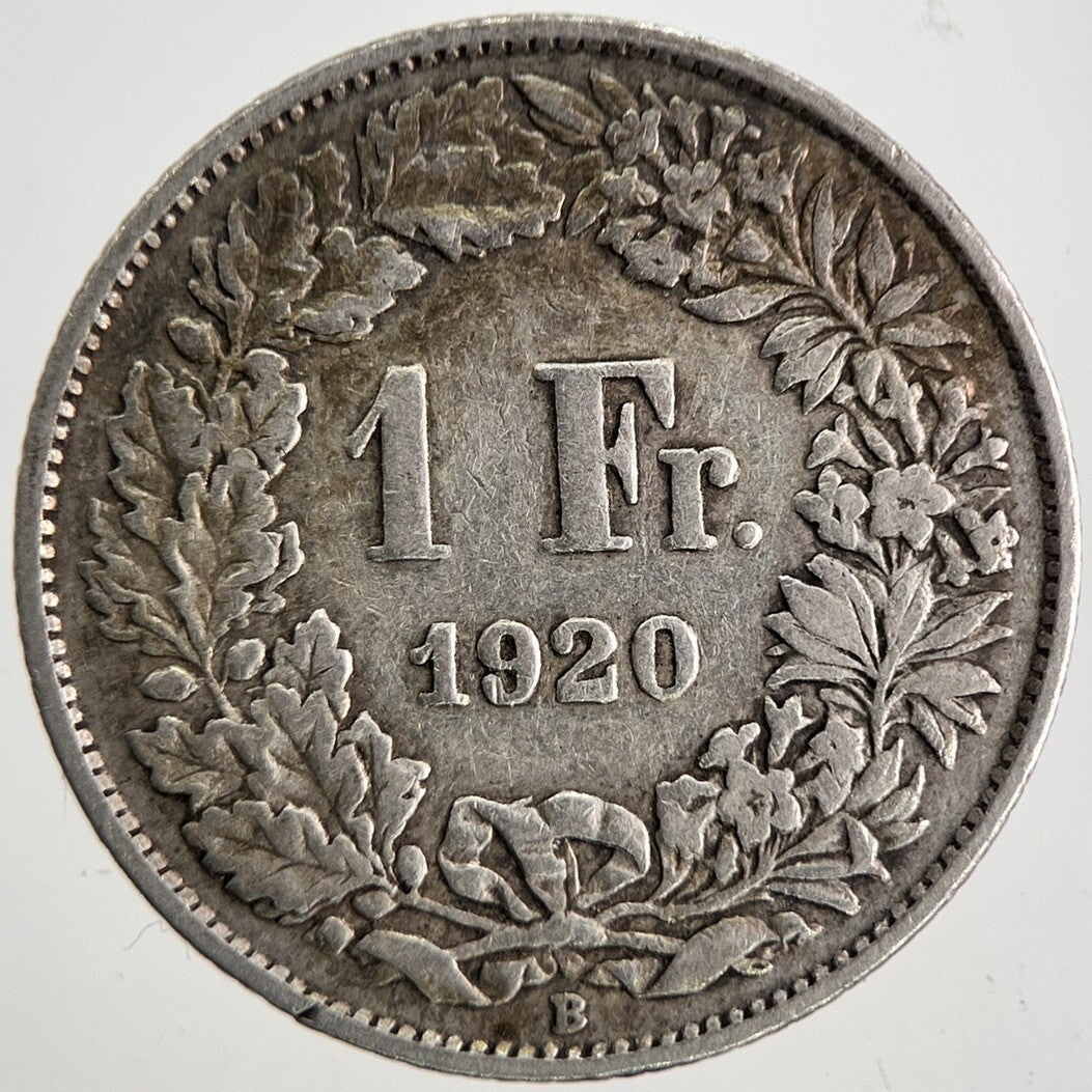 1920 Switzerland 1 One Franc Silver Coin | Fine Collectable Grade | a9806
