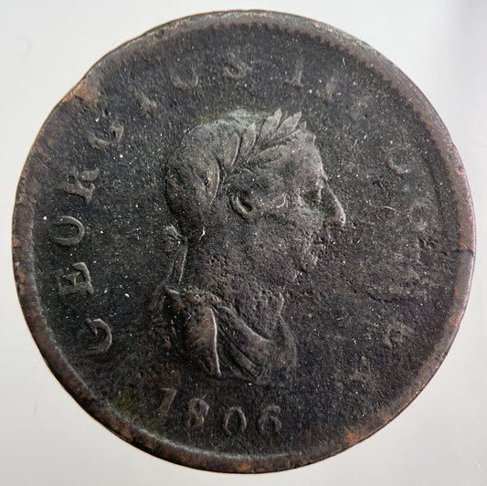 1806 George 3rd III Half-Penny British Coin | Collectable Grade | a7536
