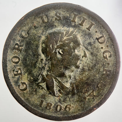 1806 George 3rd III Half-Penny British Coin | Collectable Grade | a7533