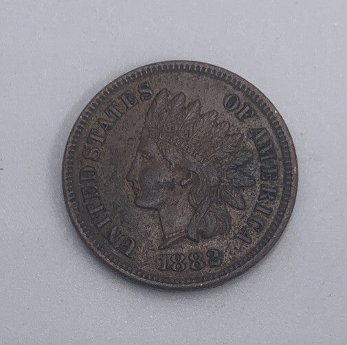 1882 US USA Indian Head One 1 Cent | American Copper Coin | Fine Grade | a423